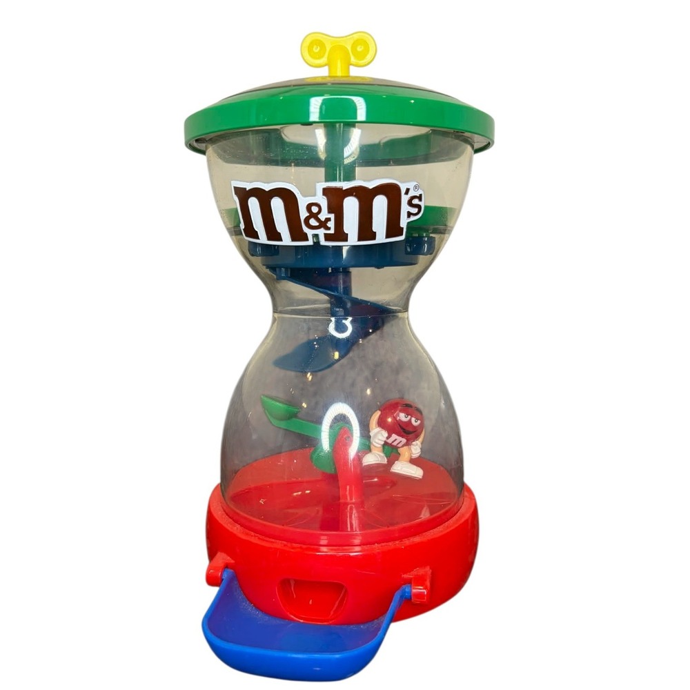 M&M's Hourglass Candy Dispenser Red Character Spiral Slide Manual Red Blue Green